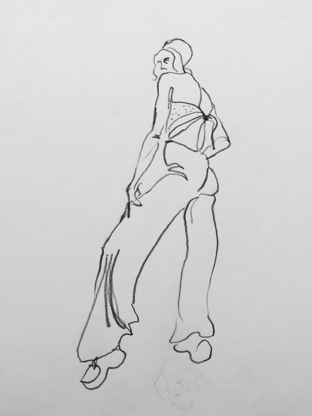 On the runway pencil drawing