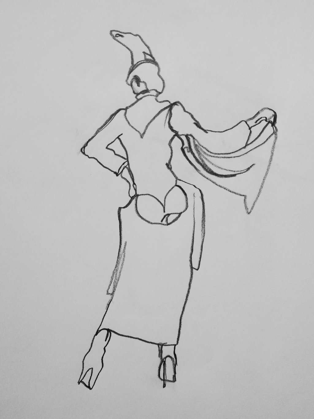On the runway pencil drawing